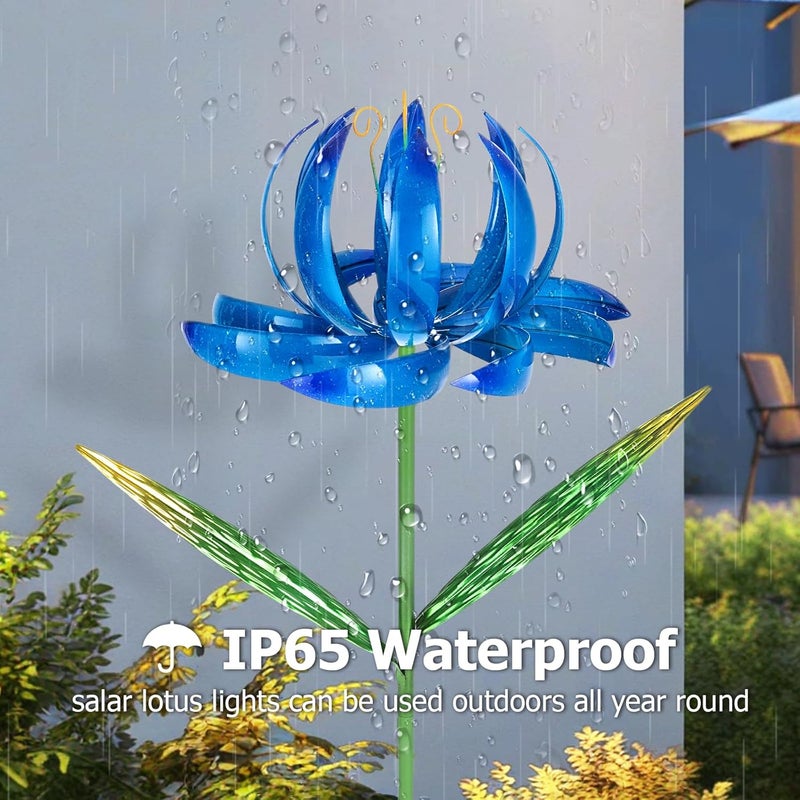 SUCUY Wind Spinners Outdoor Garden Decor, 47 inch Metal Wind Sculptures Garden Gifts for Mom, Lotus Flower Windmills for Yard Backyard Lawn Decorations - Image 3